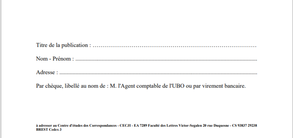 Bon de commande cahiers du Centre