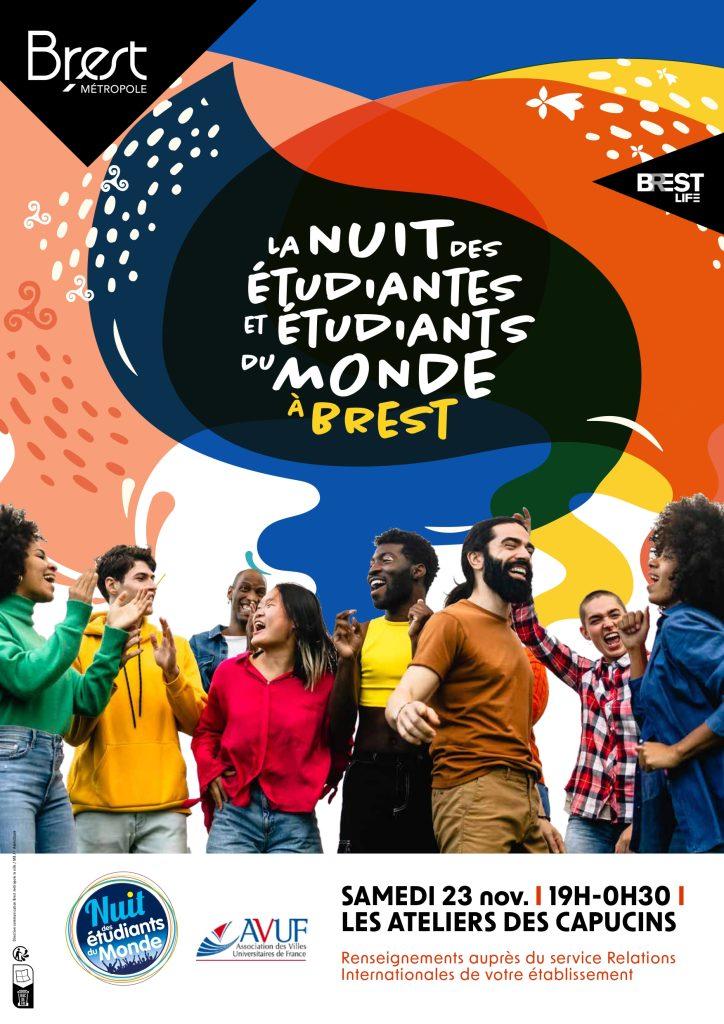 Affiche de la "Nuit des Etudiantes et étudiants du monde à Brest"