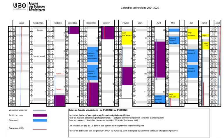 calendrier annuel 2024-2025