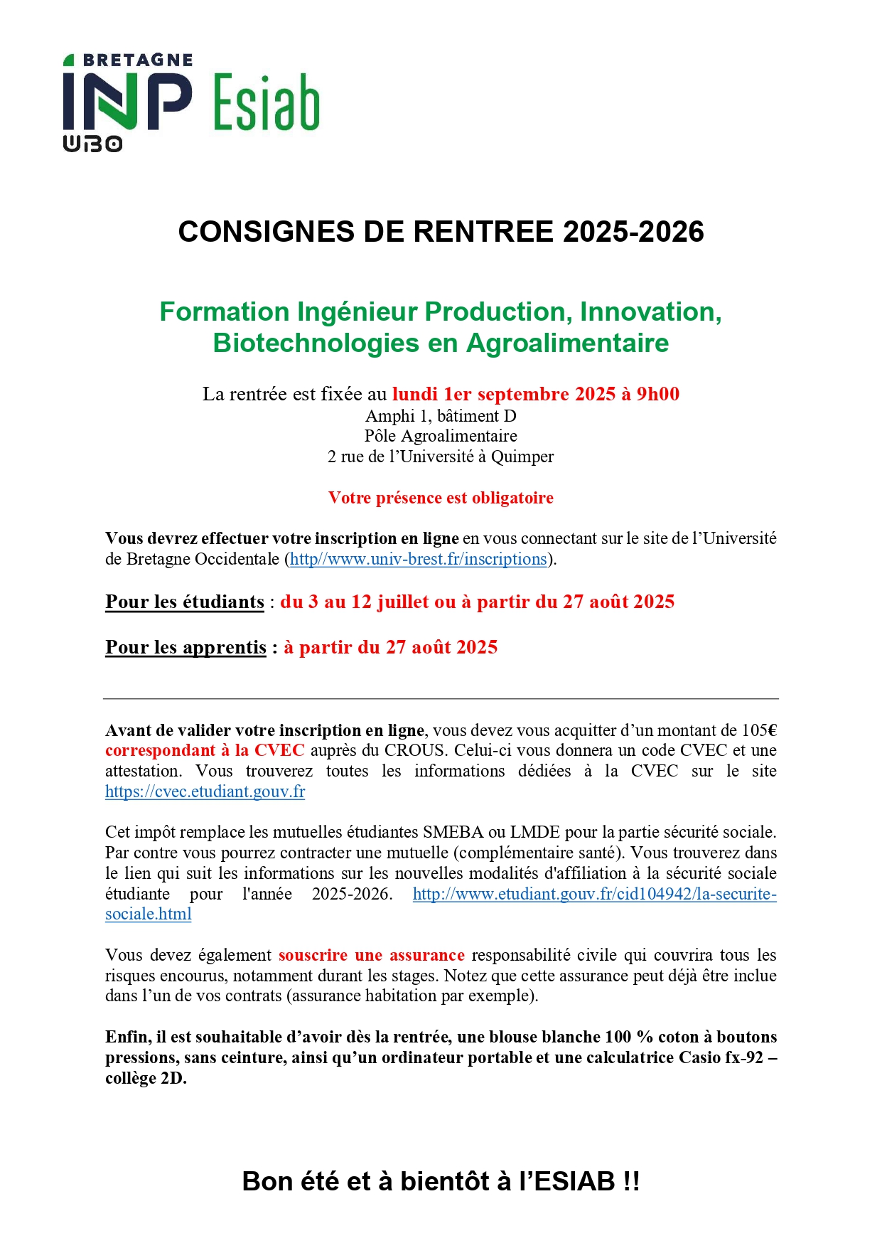 Consignes de rentrée 2025.2026