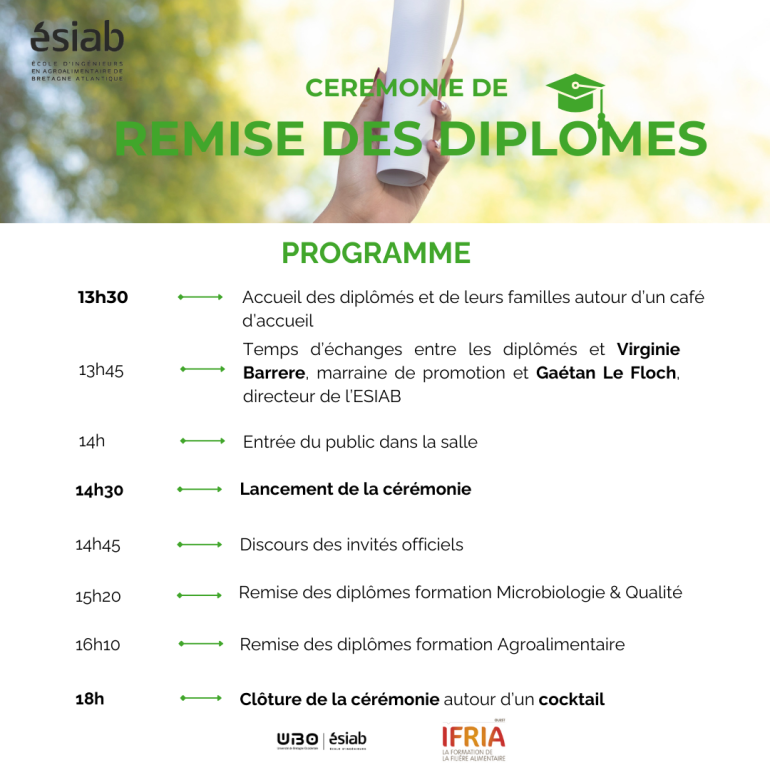 Programme Remise des Diplômes ESIAB