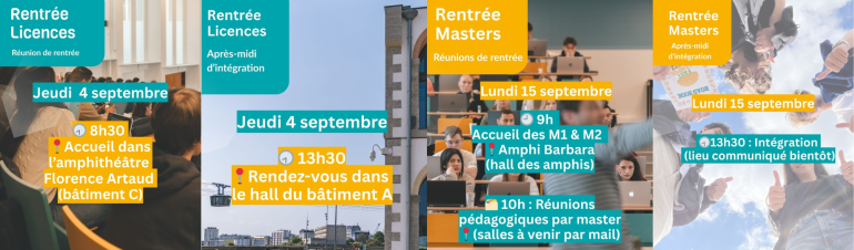 Dates rentrées licences masters 2025 2026