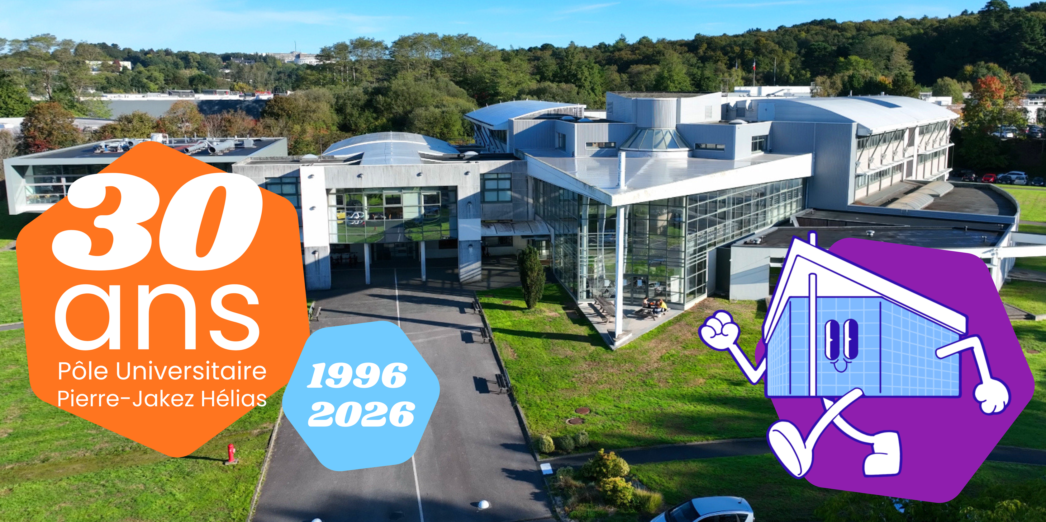 Vue aérienne du pôle - Mascotte - 30 ans du pôle - 1996-2026