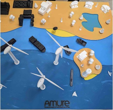 maquette d'eoliennes offshore pour le laboratoire AMURE